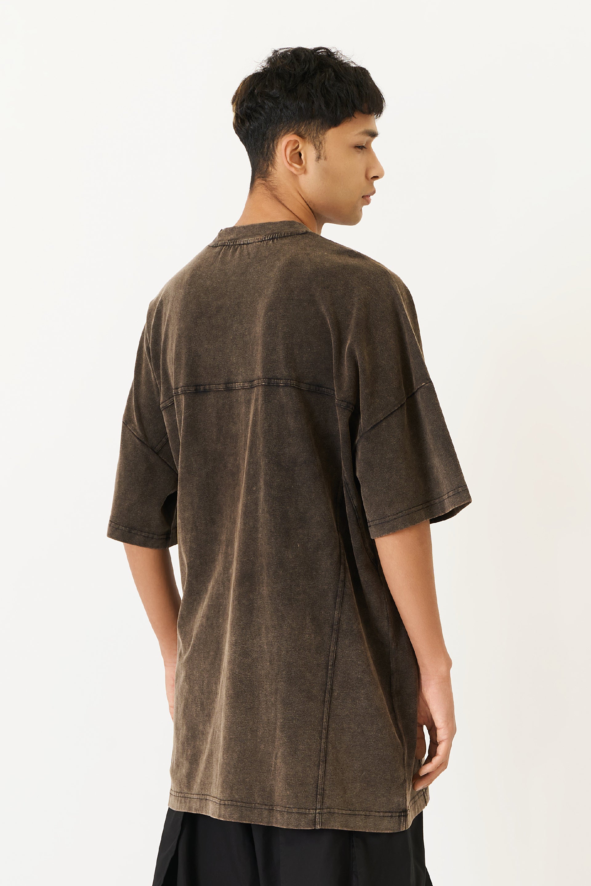 Oversized Segment Stone Wash Tee – 14SAINTDENIS
